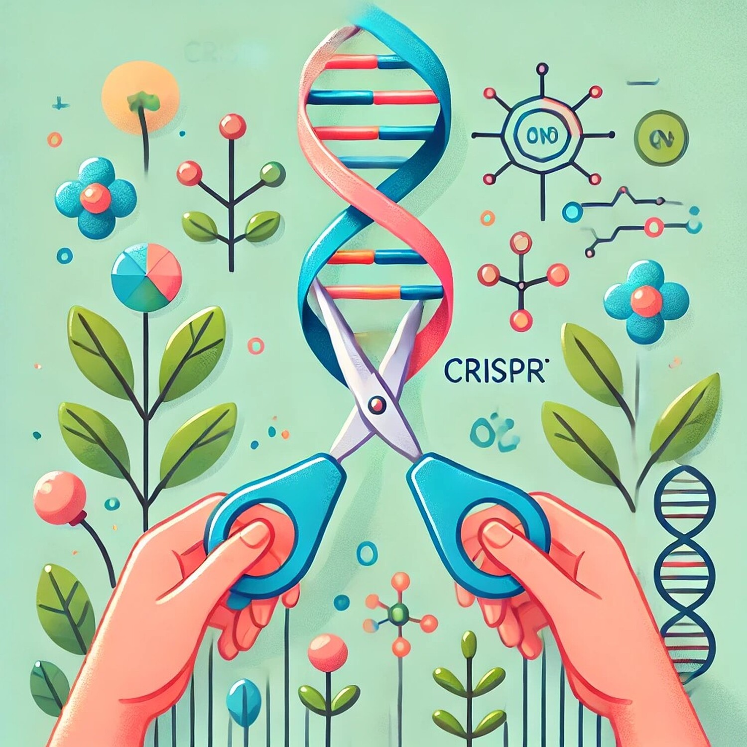 Les ciseaux moléculaires CRISPR/Cas sont un système simple à fort potentiel qui offre de multiples voies pour intervenir dans des processus pathologiques. Photo: Luca Bechter et Zacharias Kontarakis, générée à l’aide de l’IA